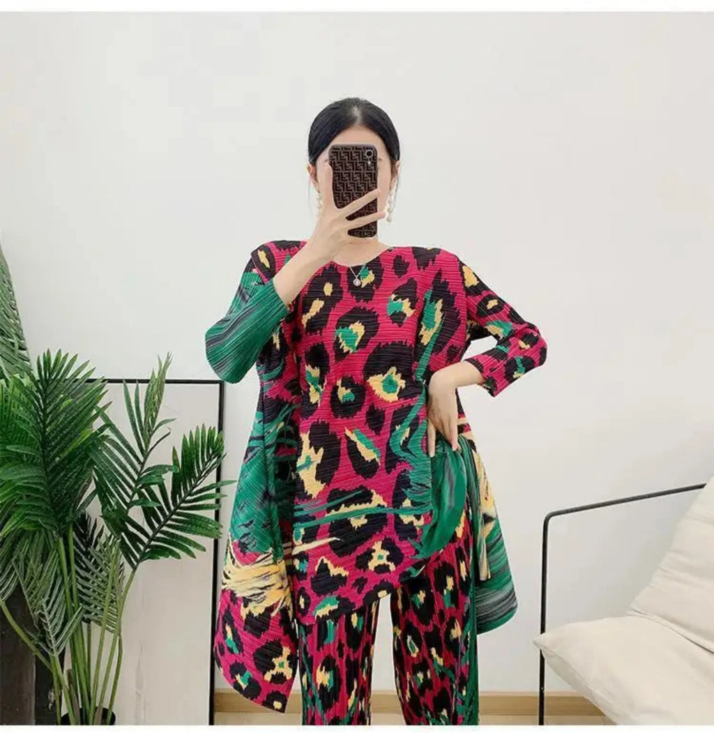 Truly Pleated Leopard Pant & Top Set