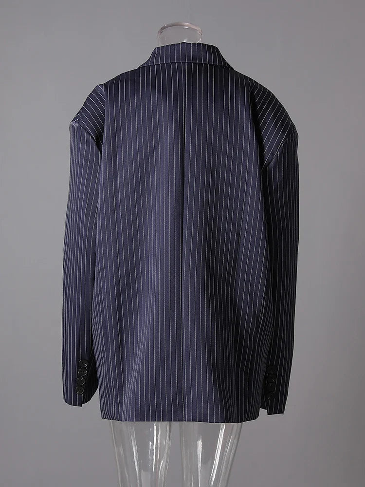 Women's Pinstripe Suit Set - Comfortable Elastic Waistband