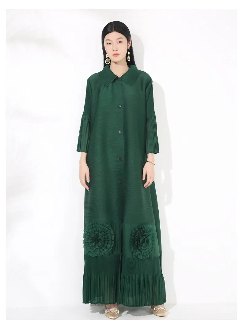 Pleated Japanese Extra Long Coat