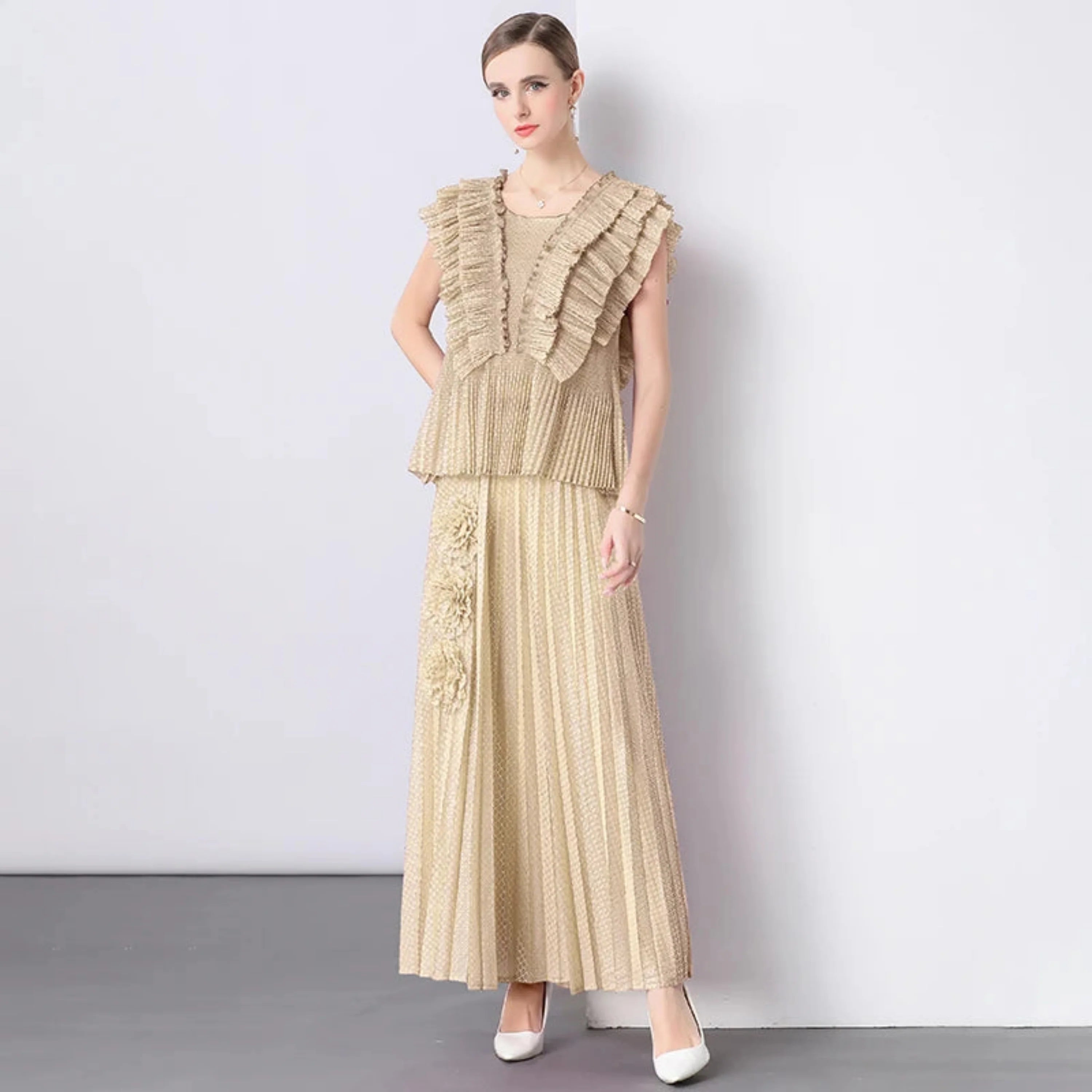 Japanese Plissé 2-Piece Skirt Set