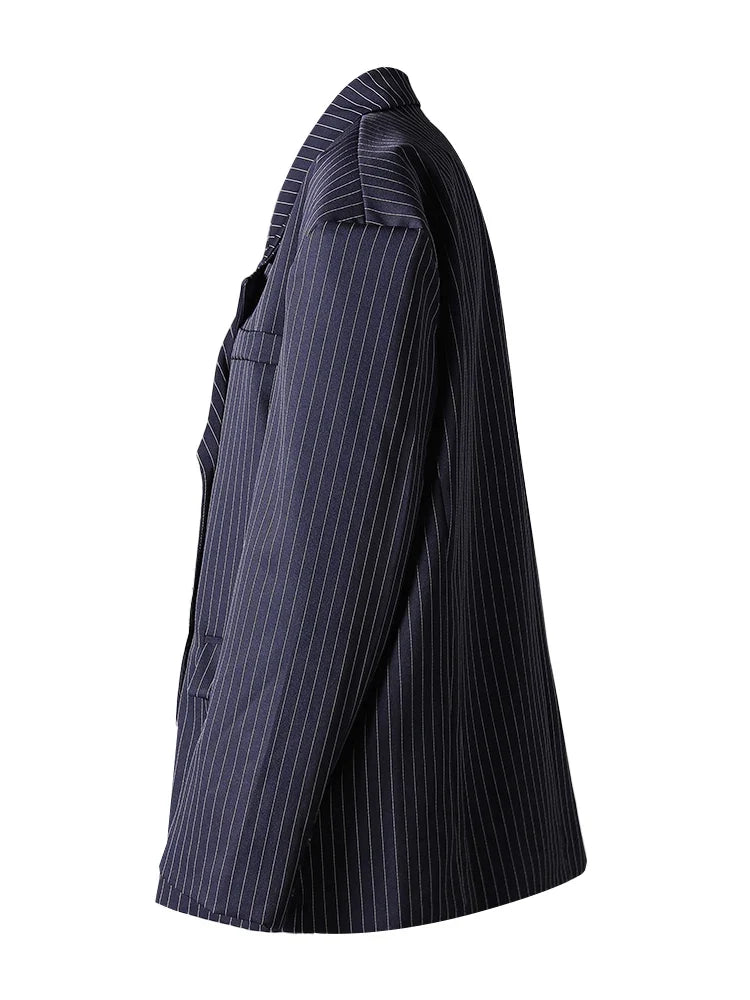 Women's Pinstripe Suit Set - Comfortable Elastic Waistband