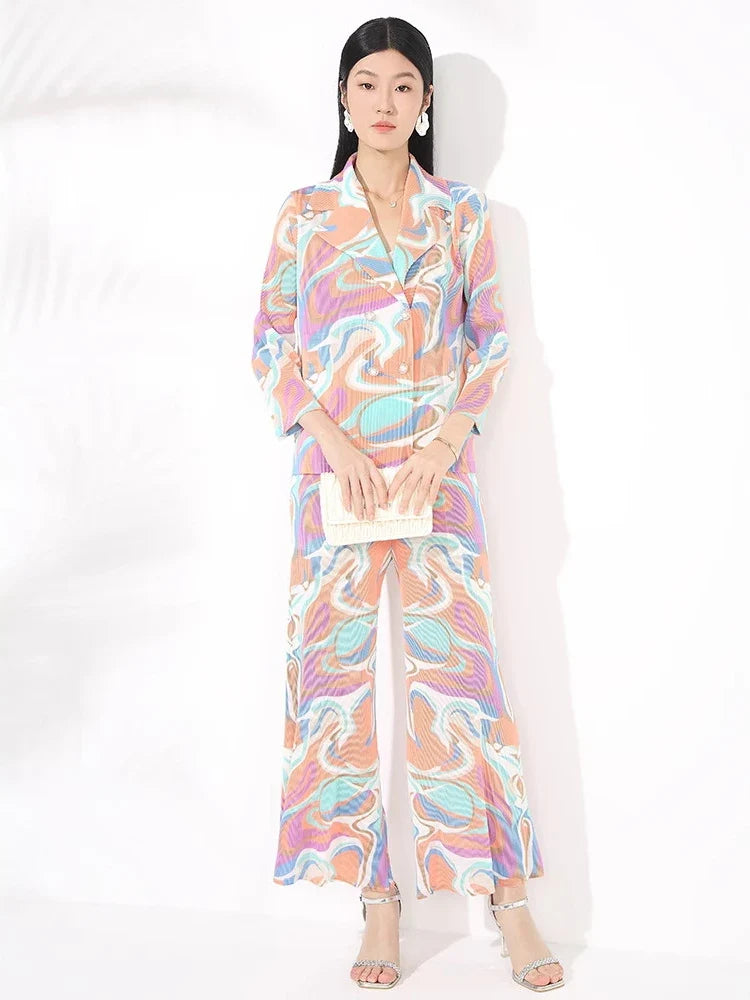 Truly Pleated Swirl Suit Set