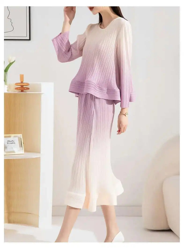 Couture Ombre Plissé Skirt & Top
