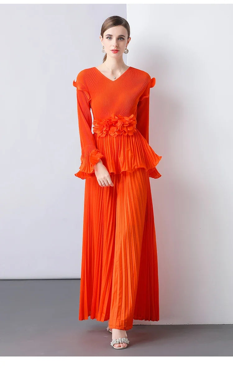 Truly Pleated Top & Wide Leg Trouser