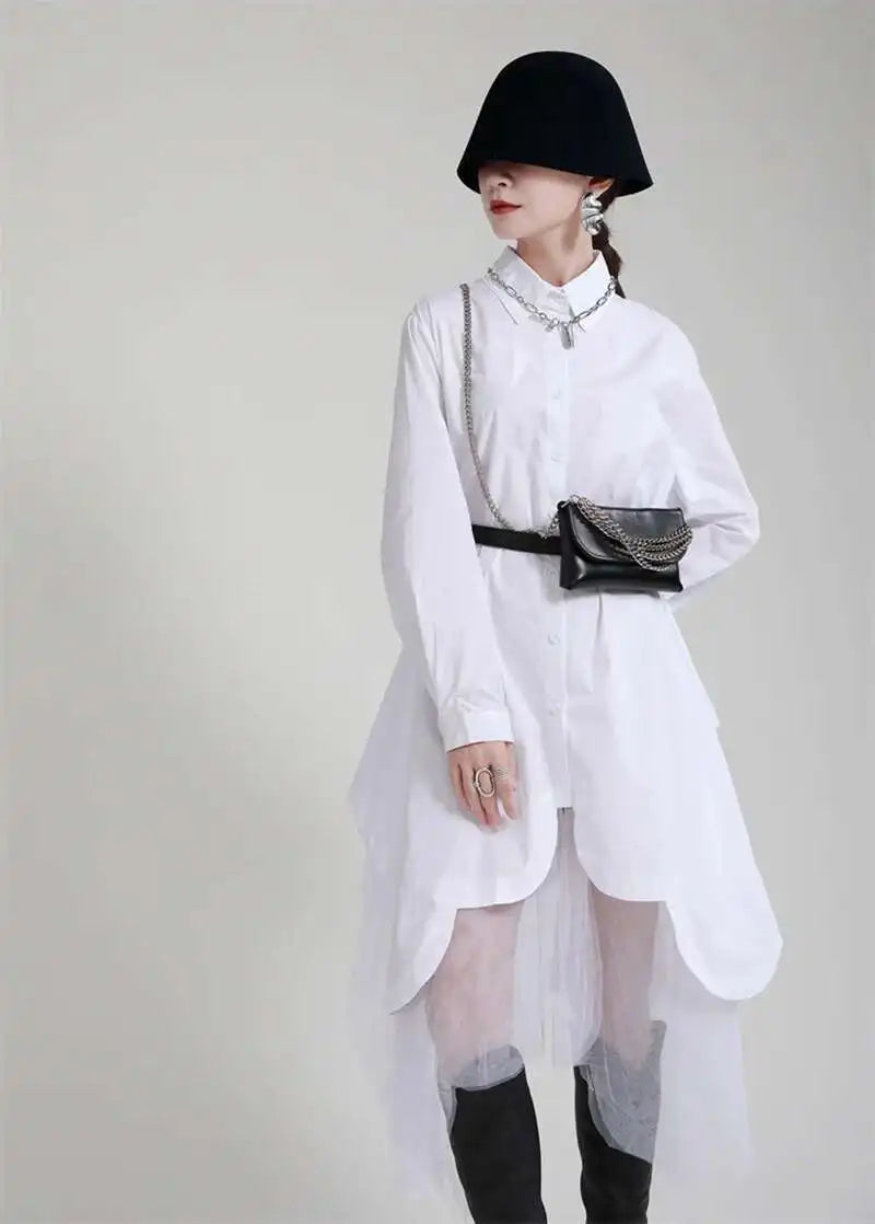 Avant-Garde Asymmetric Hem Tunic Dress