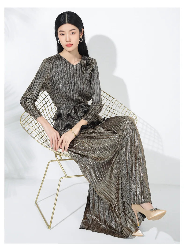 Truly Pleated 2-Piece Top & Extra Wide Leg Pants