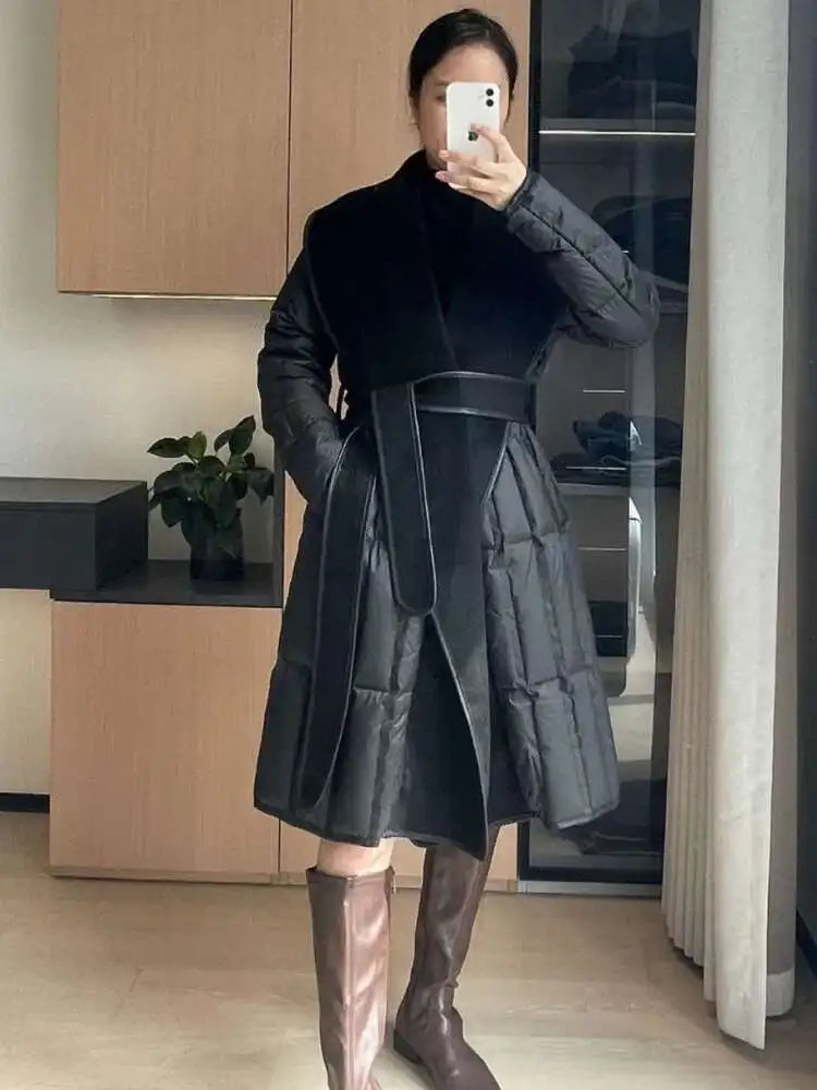 Luxe Wool-Blend Quilted Coat