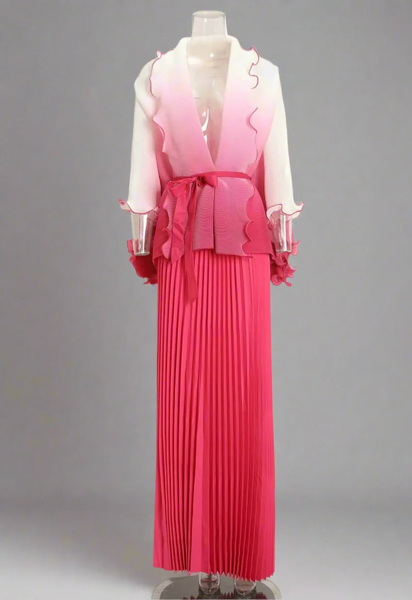 Chic Pleated Modest Skirt Set