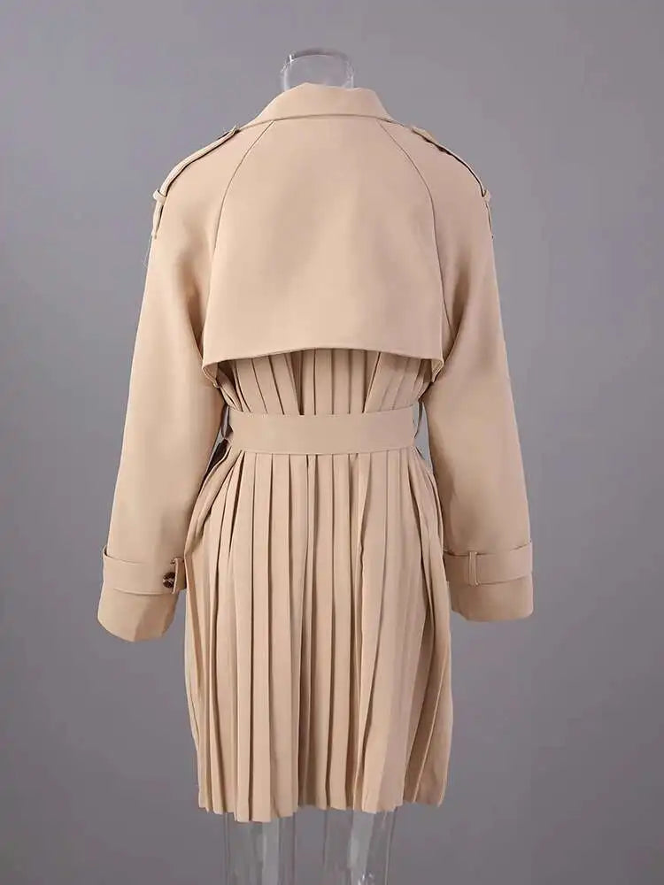 Luxury Pleated Trench Coat