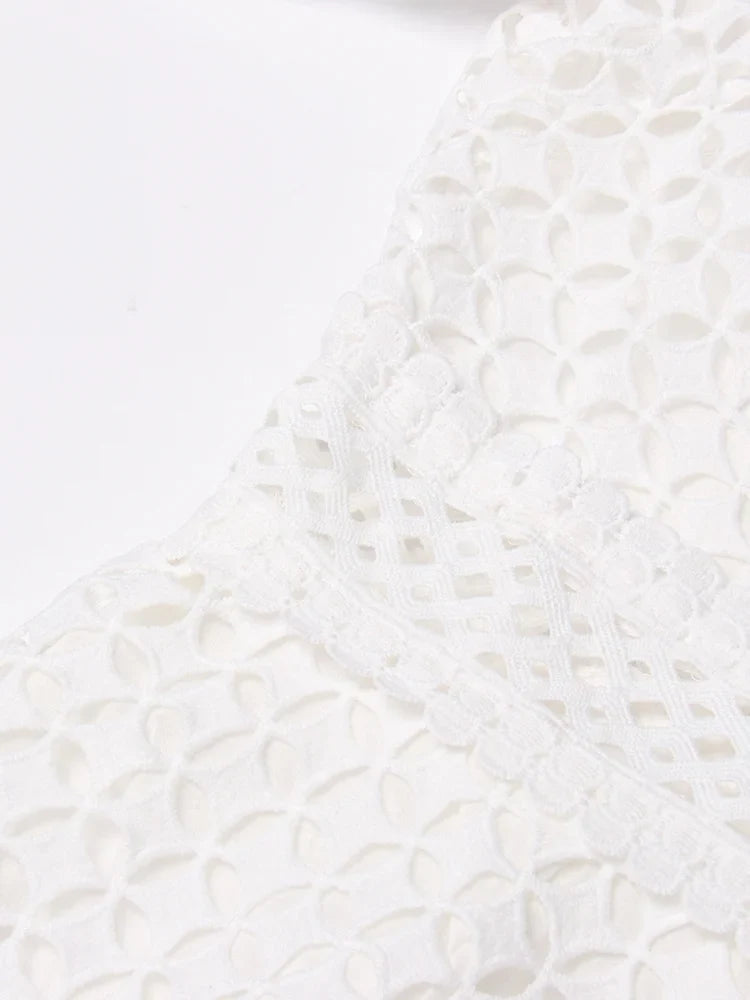 Luxury Lace Midi Dress - Long Balloon Sleeve 