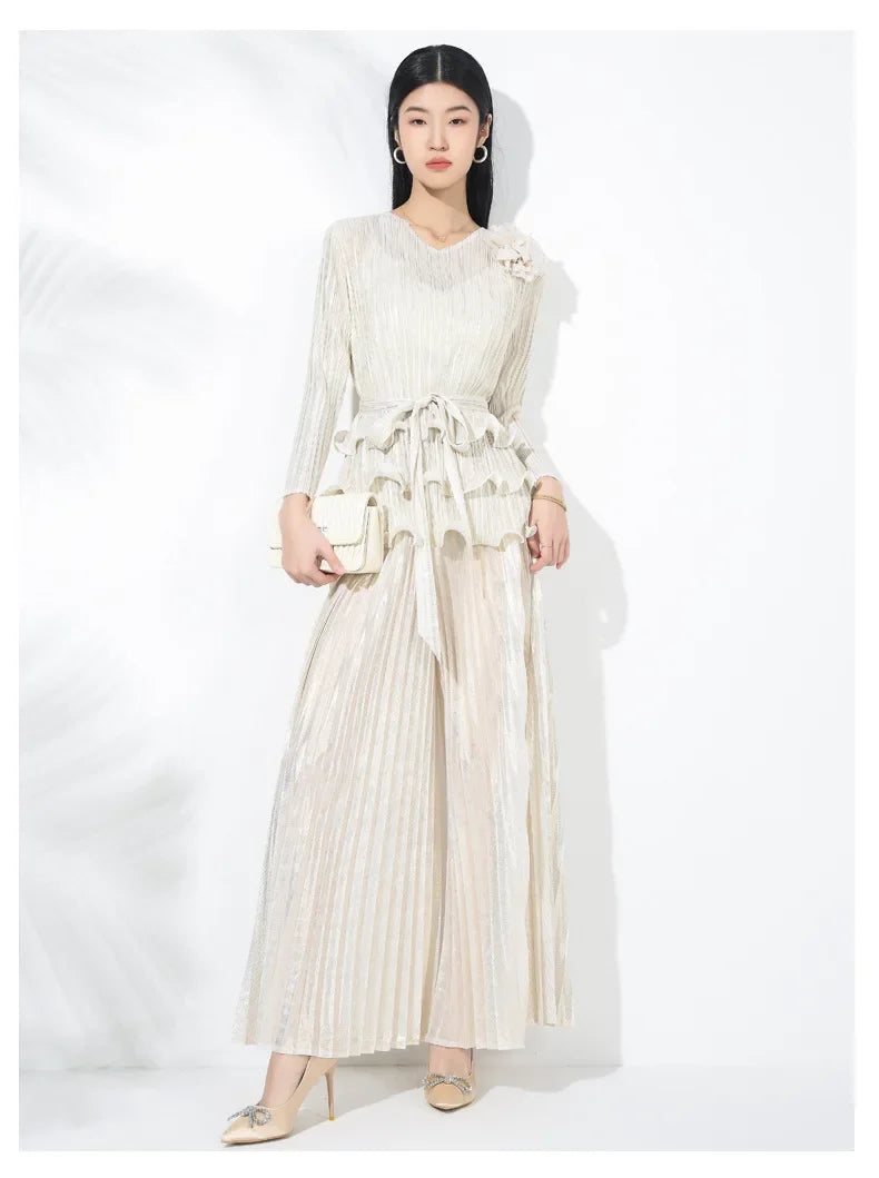 Truly Pleated 2-Piece Top & Extra Wide Leg Pants