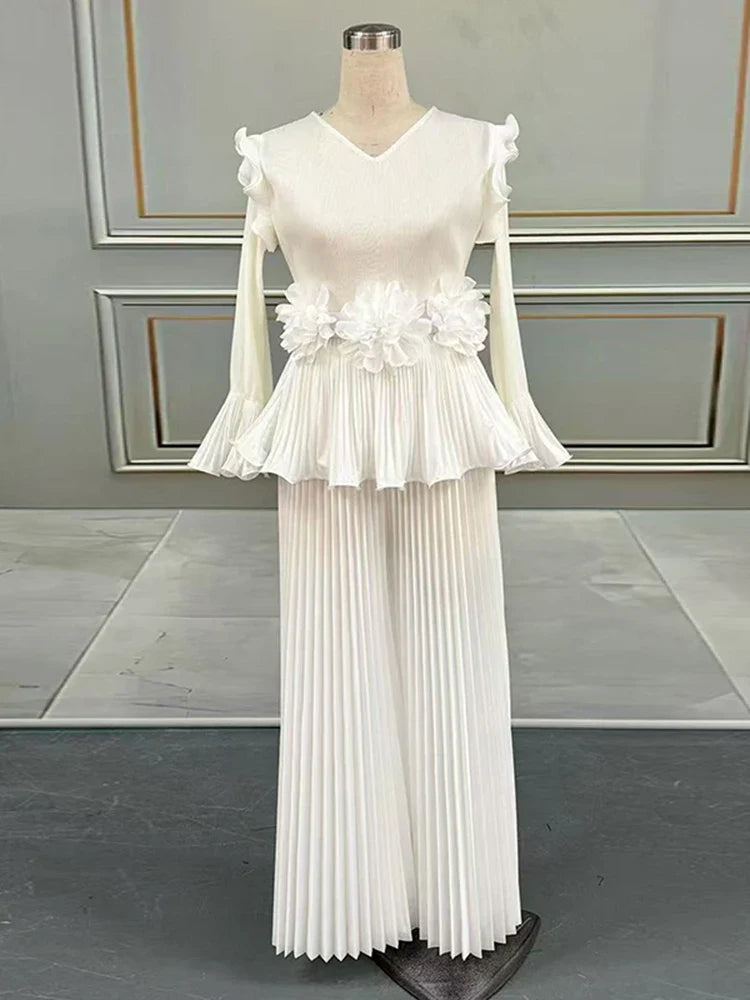Truly Pleated Top & Wide Leg Trouser