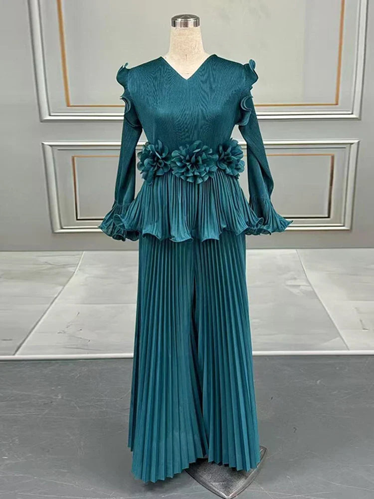Truly Pleated Top & Wide Leg Trouser