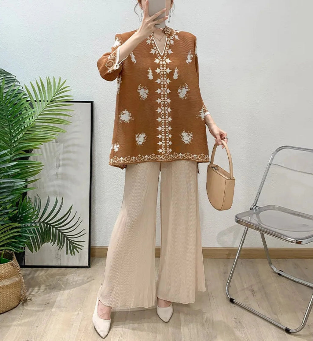 Luxe Pleated Tunic & Palazzo Set