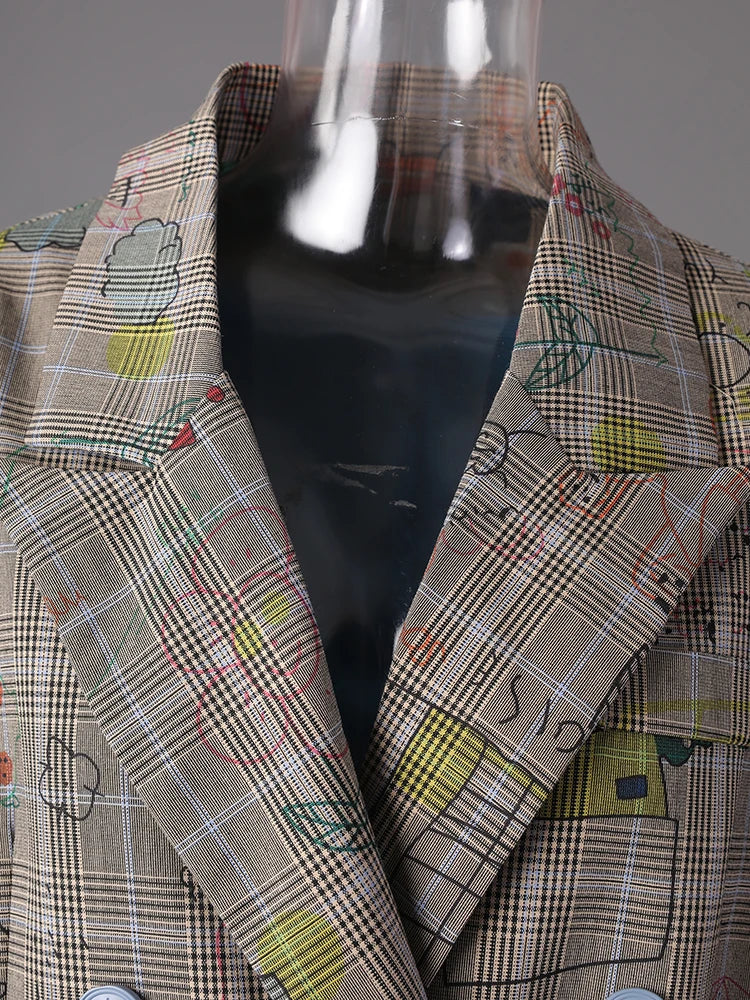 Oversized Modern Plaid Art Blazer