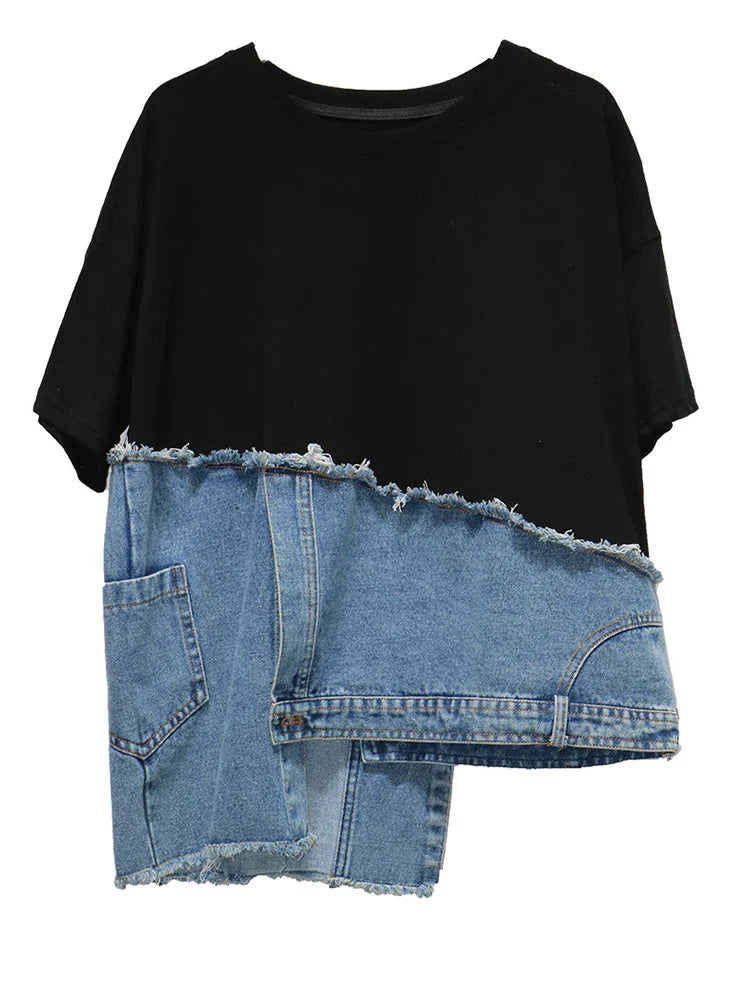 Luxe Denim & Cotton T-Shirt