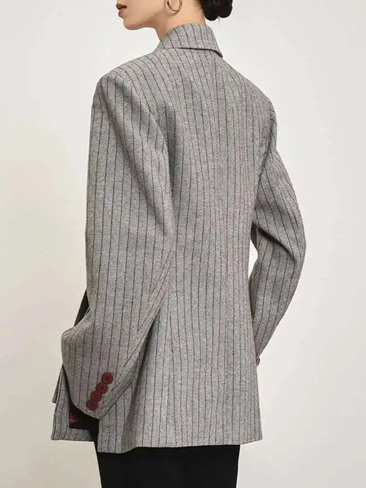 Luxury Pinstripe Asymmetric Blazer