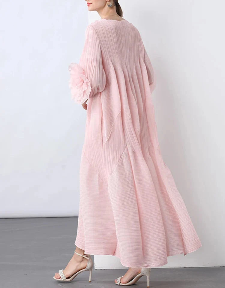 Elegant Plissé 3D Ruffle Dress