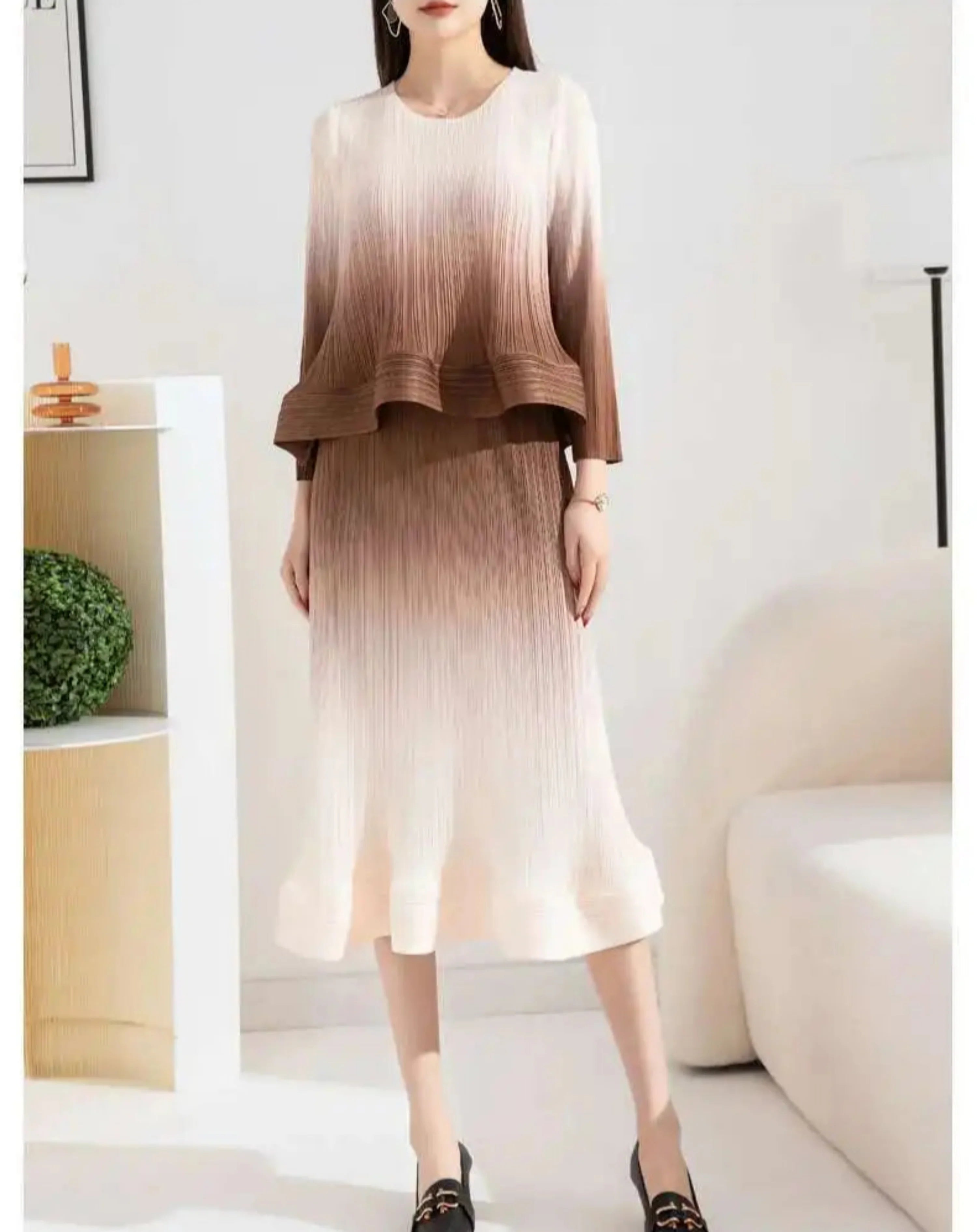 Couture Ombre Plissé Skirt & Top