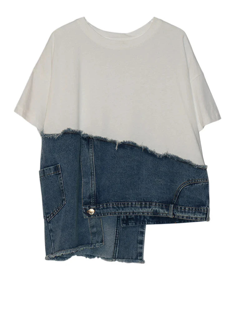 Luxe Denim & Cotton T-Shirt