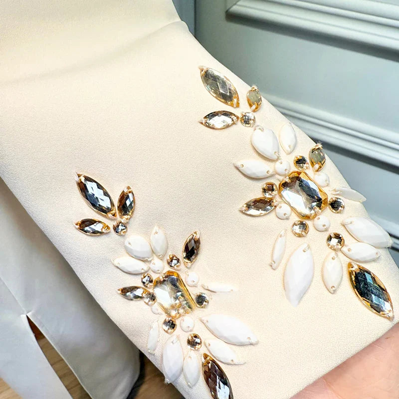Elegant Crystal Maxi Skirt Suit Set