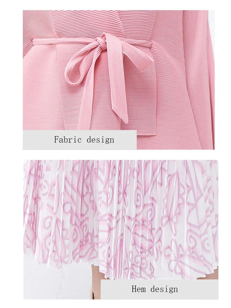 Elegant 2 Piece Pleated Skirt Outfit Set