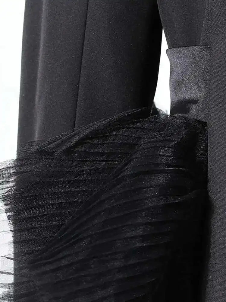 Asymmetric Tulle Full-Length Blazer