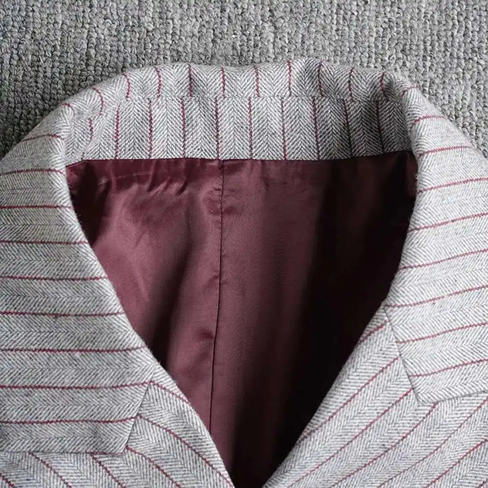 Luxury Pinstripe Asymmetric Blazer