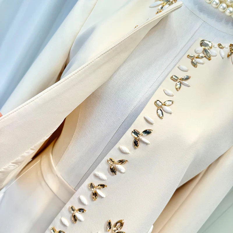 Elegant Crystal Maxi Skirt Suit Set