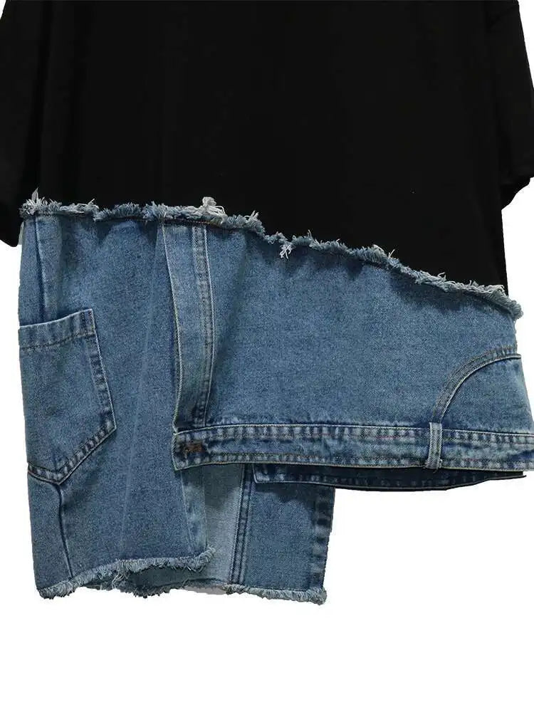 Luxe Denim & Cotton T-Shirt