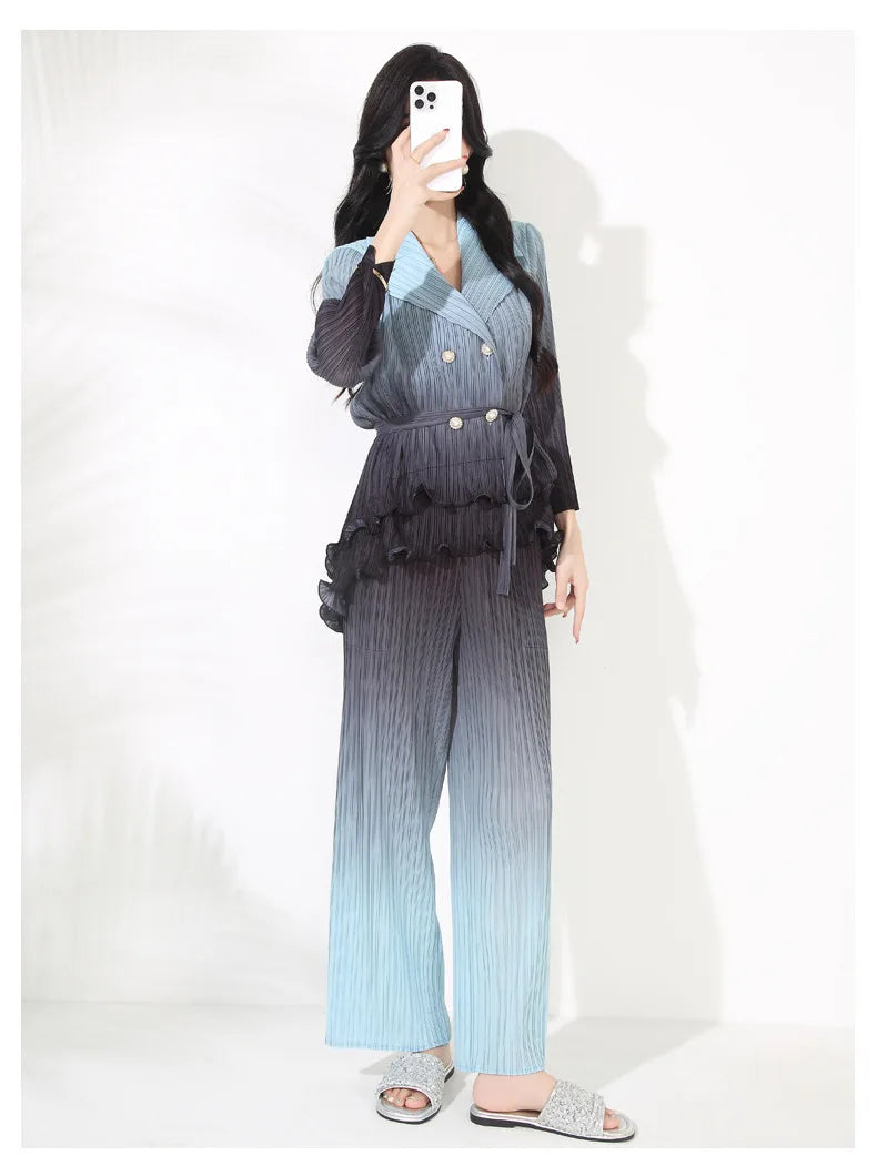 Luxe Pleated Cocktail Pants Suit