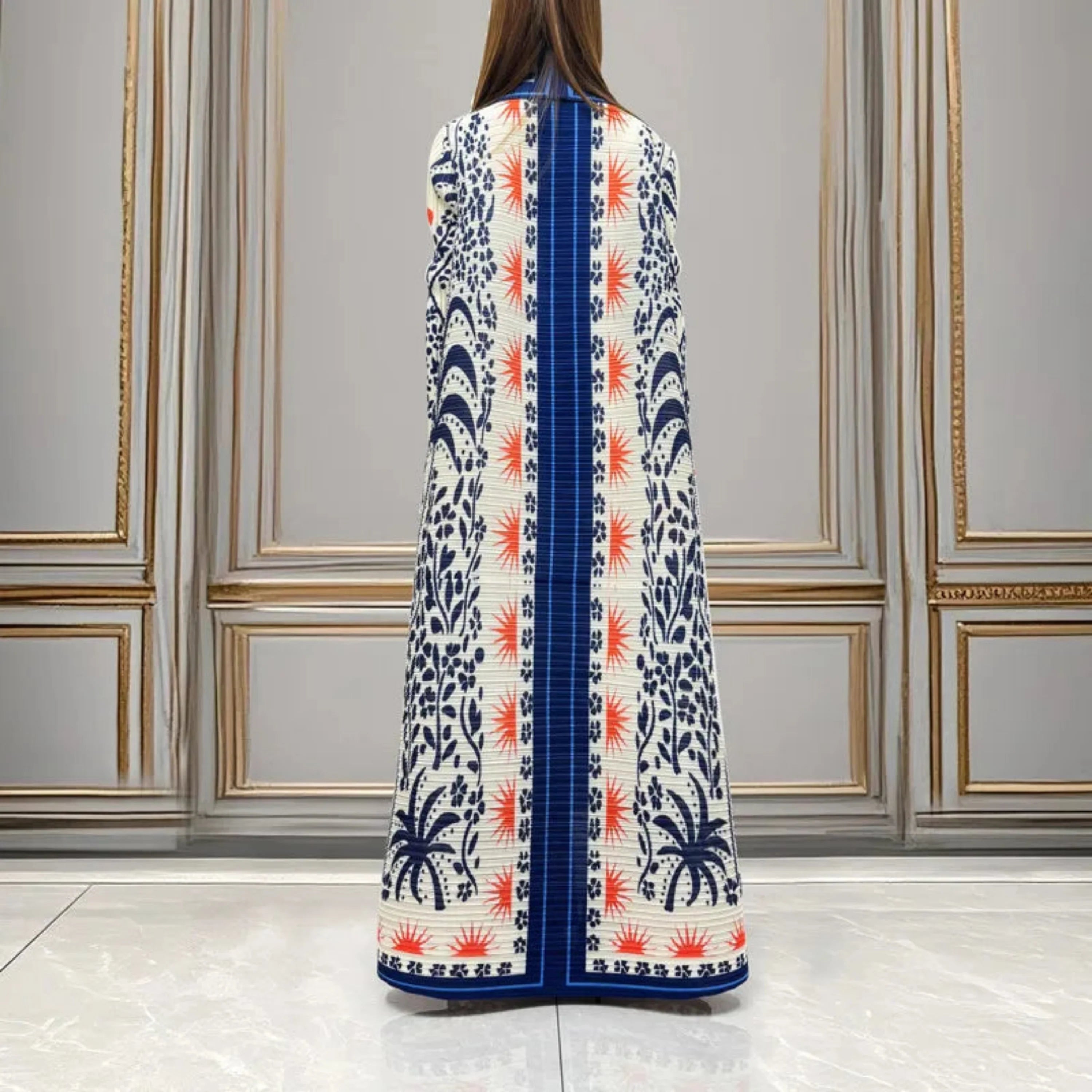 Luxury Pleated Long Cardigan Coat