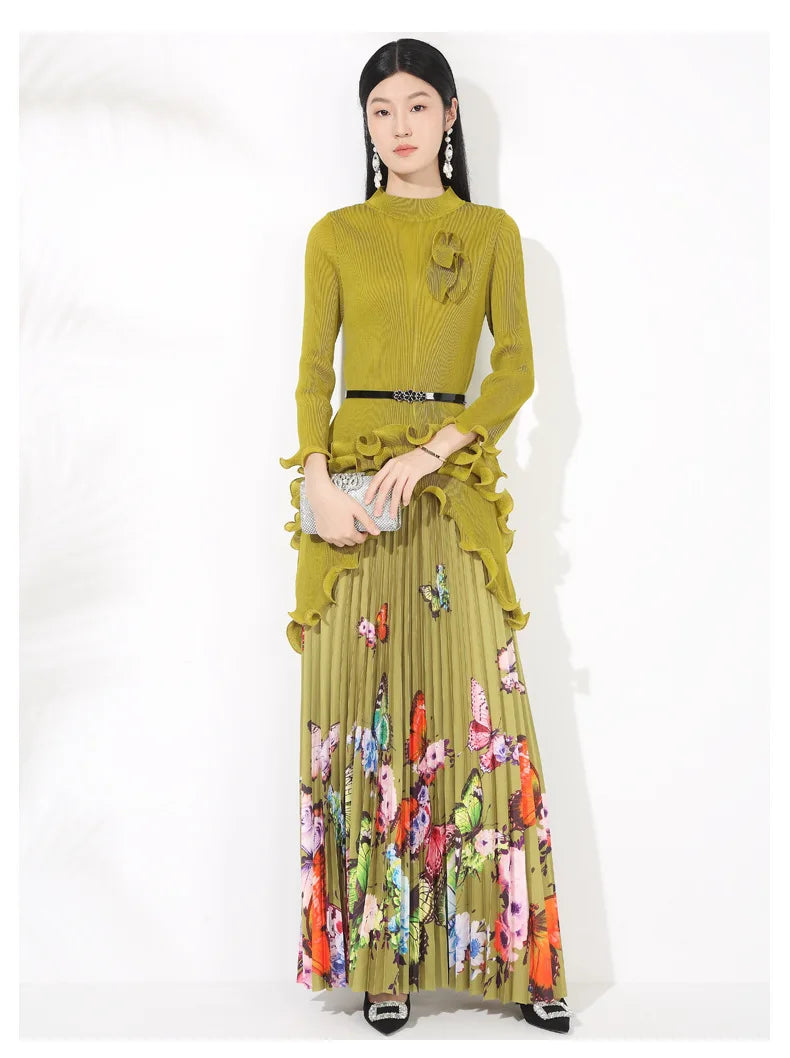 Petite Japanese Pleated Butterfly Skirt Set