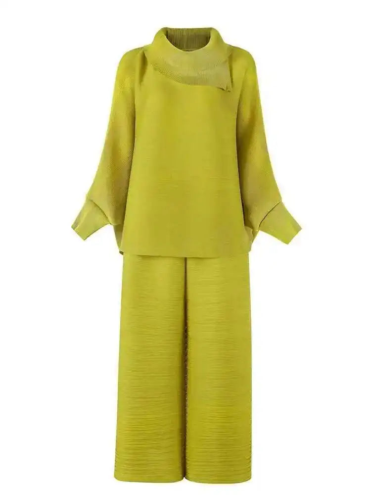 Truly Plissé Wide Leg Pant Set