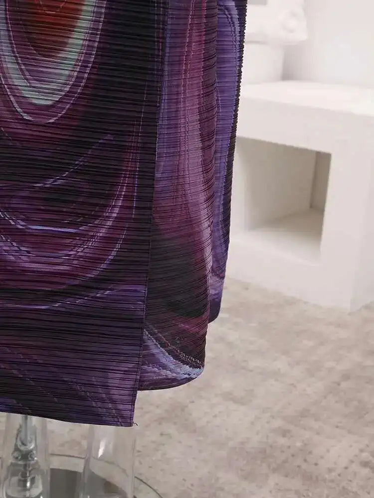 Truly Pleated Swirl Long Coat