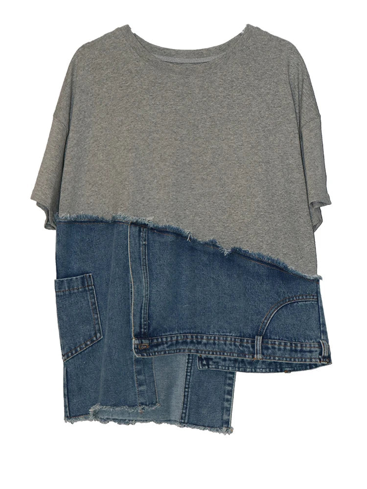 Luxe Denim & Cotton T-Shirt
