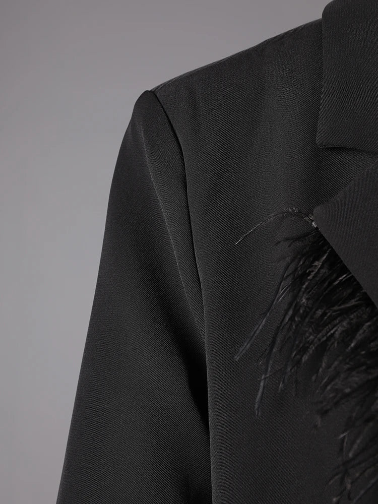 Luxe Feather & Bead Oversized Blazer