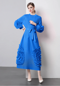 Chic Japanese Plissé Midi Dress