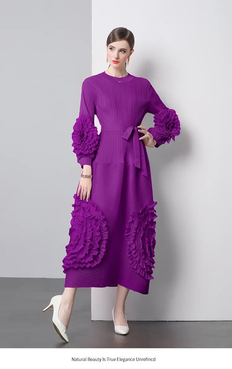 Chic Japanese Plissé Midi Dress