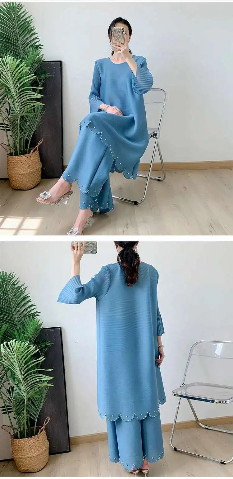 Truly Pleated Wide Leg 2-Piece Set