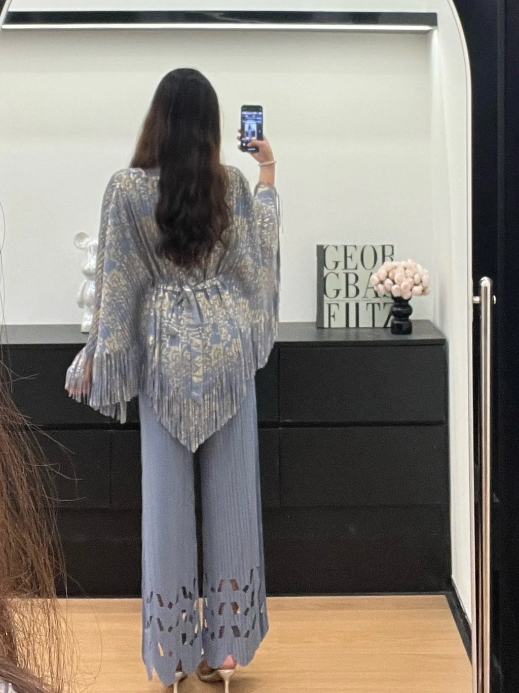 Elegant Cutout Pleated Plisse Set
