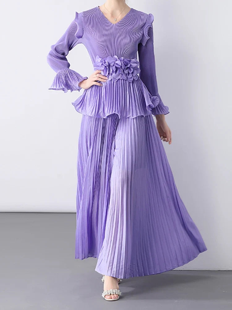 Truly Pleated Top & Wide Leg Trouser