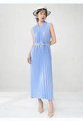 Contemporary Modern Sleeveless Pleated Midi Dress