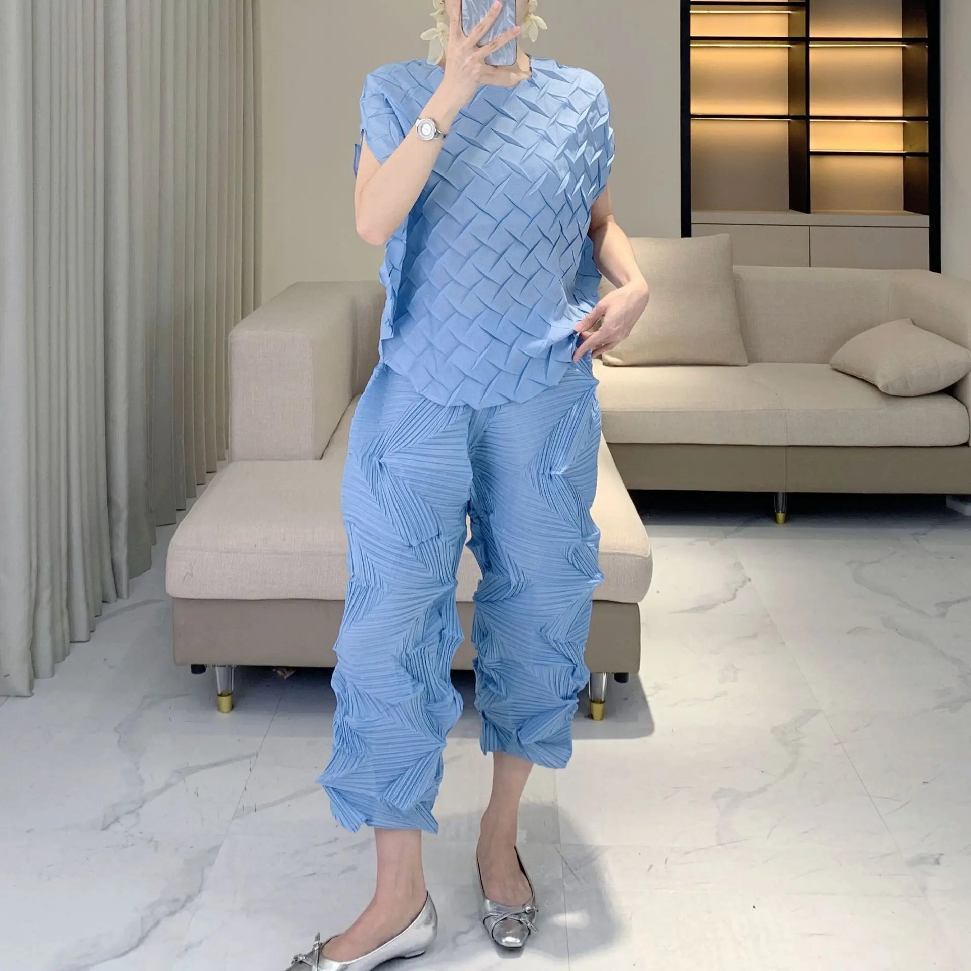 Luxe Pleated Crinkled 2-Piece Set