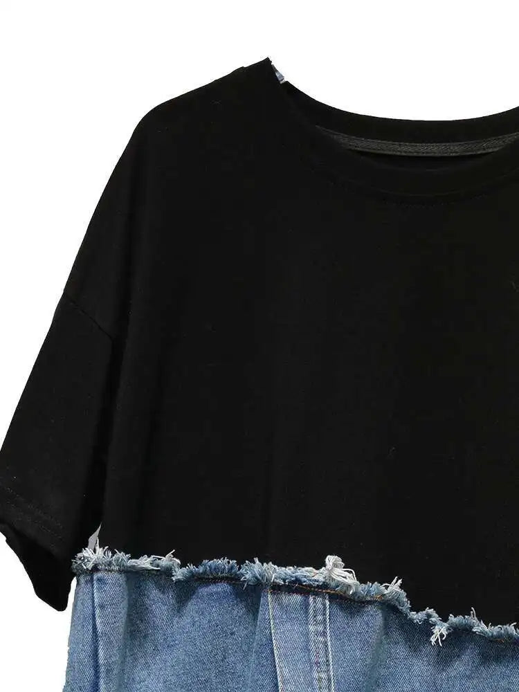 Luxe Denim & Cotton T-Shirt