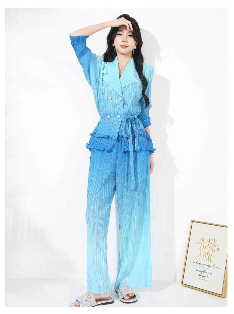 Luxe Pleated Cocktail Pants Suit
