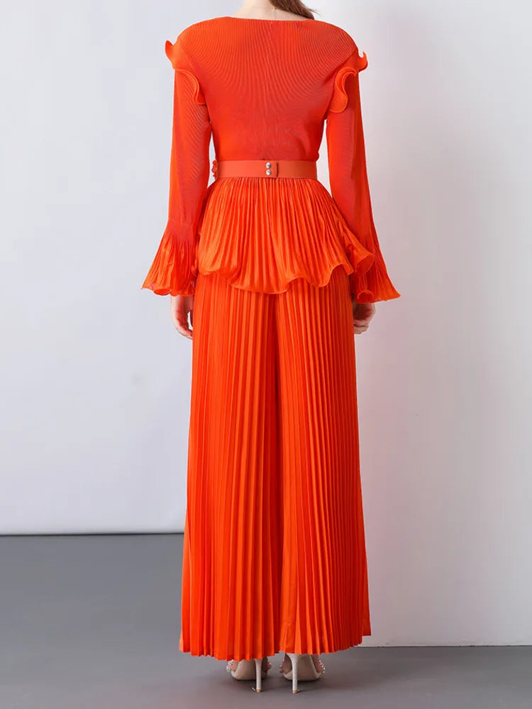Truly Pleated Top & Wide Leg Trouser