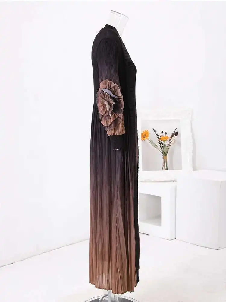 Truly Pleated Sleeveless Dress & Coat
