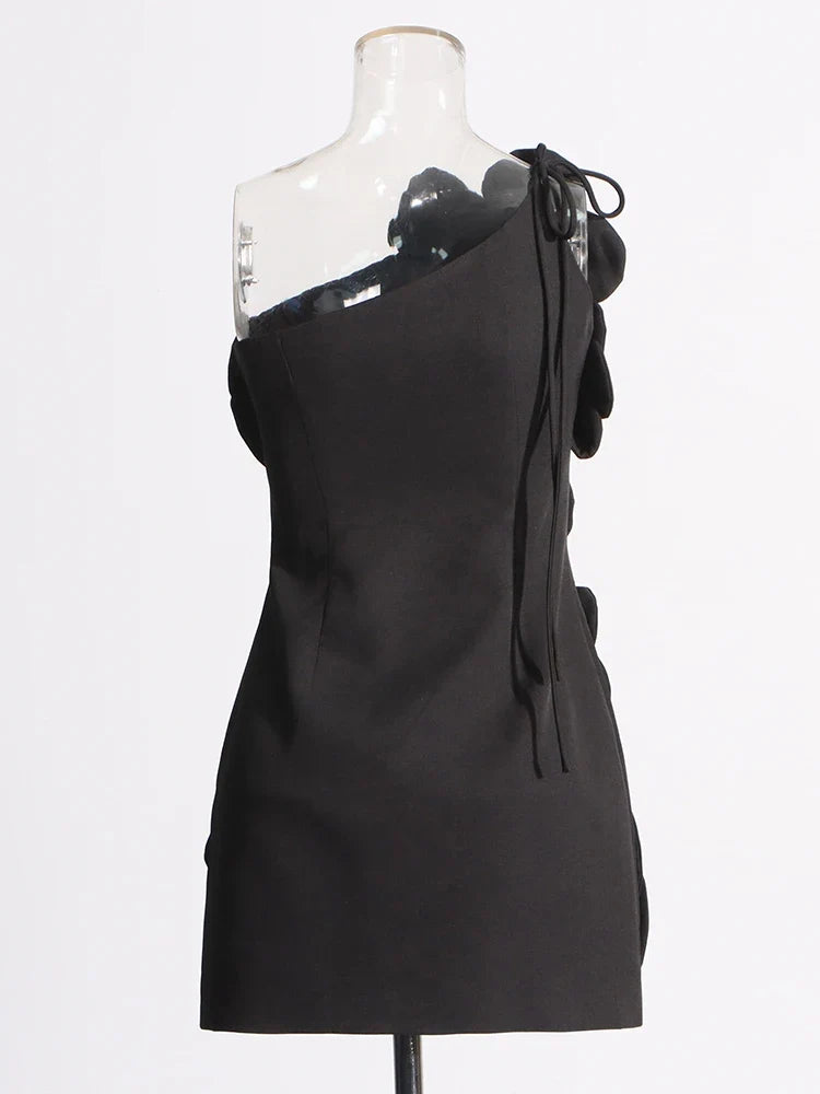 Floral Mini Dress - One-Shoulder Elegance