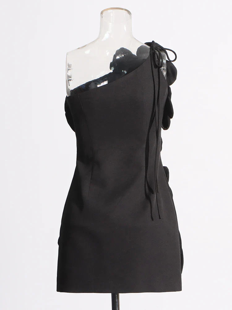 Floral Mini Dress - One-Shoulder Elegance